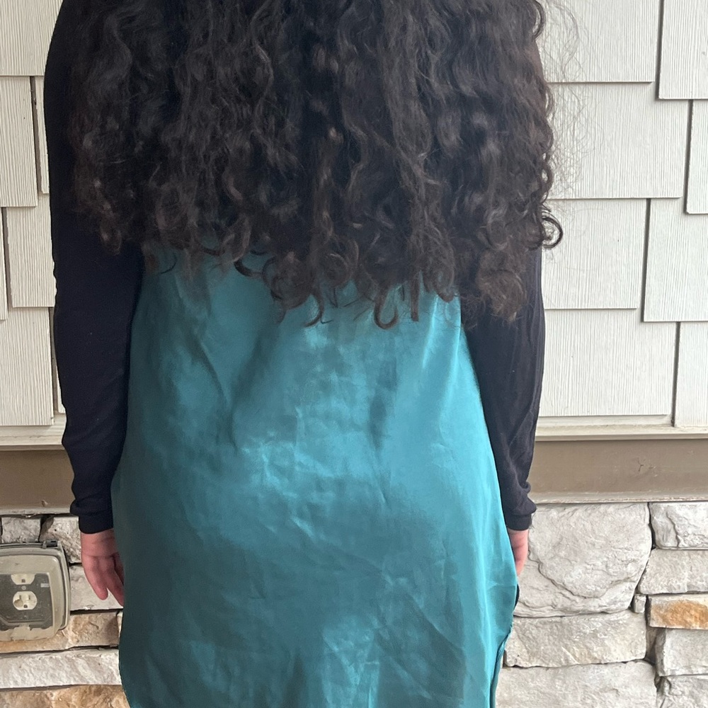 Silky Slip Mini Dress in Teal - Picture 4 of 5